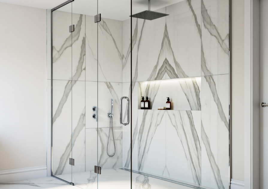 Luxury shower recess with feature tiles on Central Coast