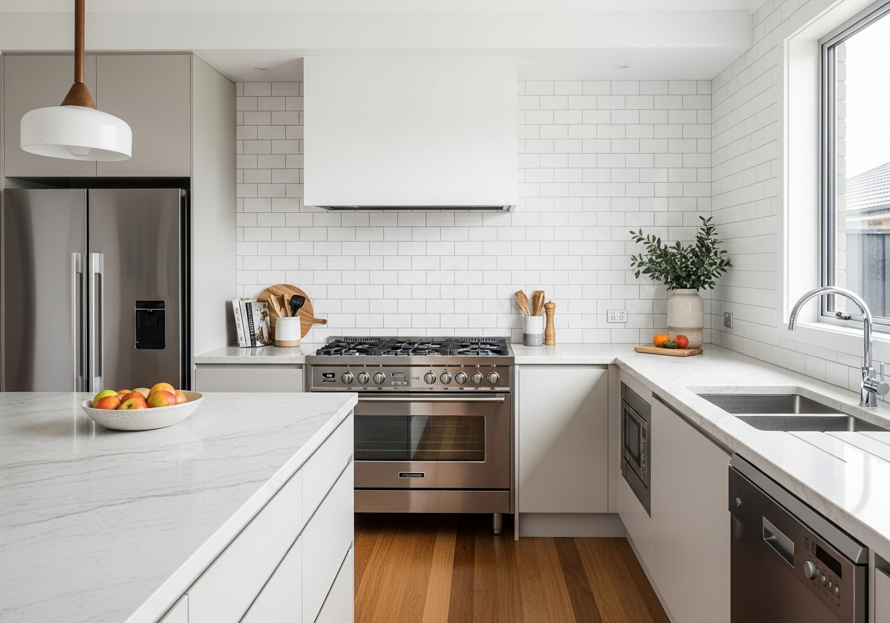 Contemporary kitchen splashback installation in Toukley